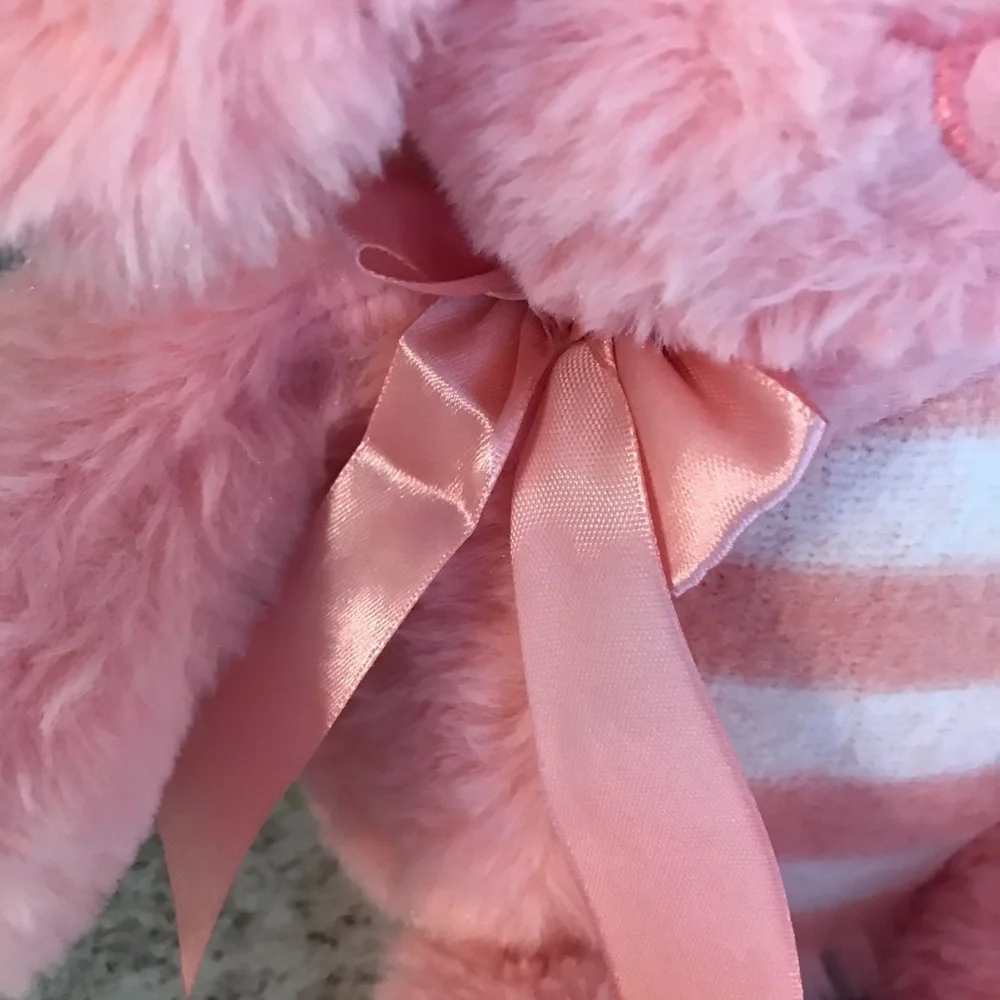 Dan Dee Plush Fuzzy Pink&White Striped Bunny Rabbit Stuffed Animal 18